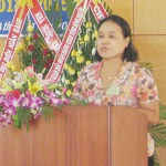 Đồng chí Phan Thị Thuộc - Q. Chủ tịch Công đoàn NHCSXH phát biểu chỉ đạo Đại hội