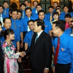 Chủ tịch nước Trương Tấn Sang với các đại biểu Ảnh: Nguyễn Khang TTXVN