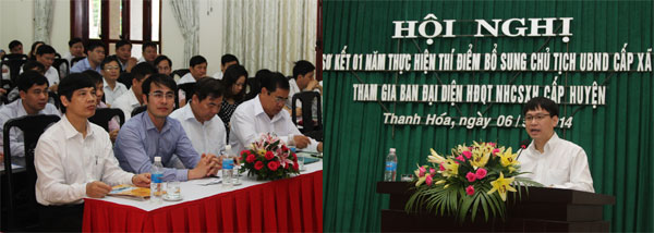 Giám đốc NHCSXH tỉnh Thanh Hóa, Lê Hữu Quyền trình bày báo cáo