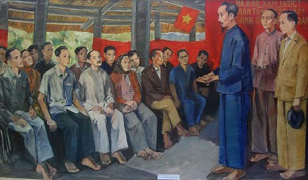 Đại hội quốc dân ngày 16/8/1945 tại đình Tân Trào cử ra Ủy ban Dân tộc giải phóng Việt Nam do Bác Hồ làm Chủ tịch