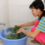 Người dân ở xã Hoàng Quế, huyện Đông Triều được sử dụng nước sạch được đầu tư xây dựng từ nguồn vốn ưu đãi