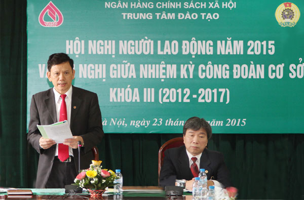Giám đốc Trung tâm Đào tạo Trần Hữu Ý báo cáo kết quả hoạt động năm 2014, phương hướng nhiệm vụ năm 2015 