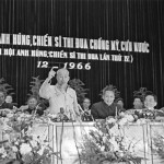 Chủ tịch Hồ Chí Minh nói chuyện tại Đại hội Anh hùng, Chiến sỹ thi đua chống Mỹ, cứu nước tháng 12/1966 Ảnh: Tư liệu TTXVN