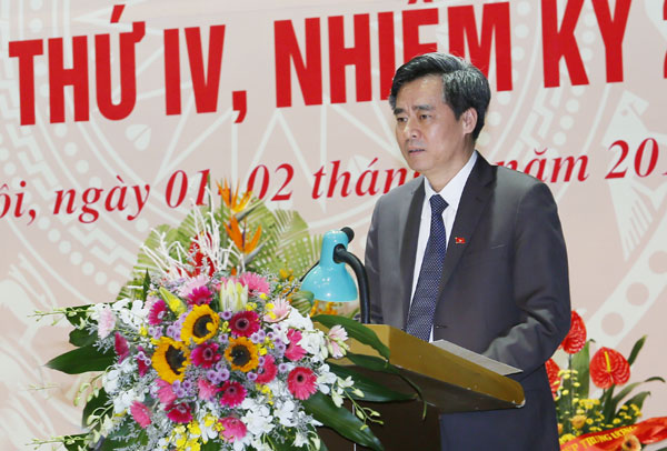 Đồng chí Nguyễn Quang Dương - Phó Bí thư Thường trực Đảng ủy Khối Doanh nghiệp TW phát biểu chỉ đạo Đại hội