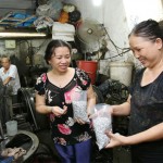 Tổ trưởng Tổ tiết kiệm và vay vốn Nguyễn Minh Phương (bìa trái) thăm hộ gia đình vay vốn