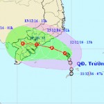 Vị trí và hướng đi của áp thấp nhiệt đới Nguồn: Trung tâm DBKTTV TW