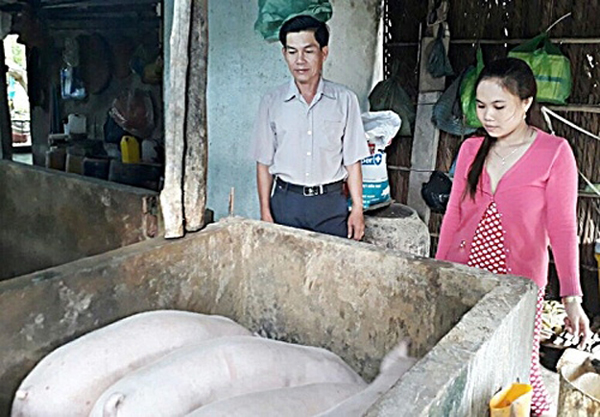 Anh Trần Văn Việt kiểm tra tình hình sử dụng vốn vay của tổ viên