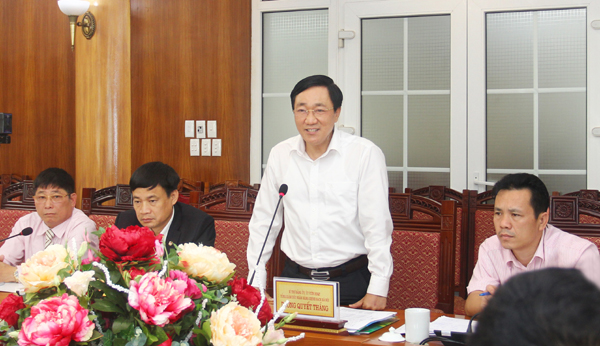 Tổng Giám đốc Dương Quyết Thắng phát biểu tại buổi làm việc với Lãnh đạo tỉnh Vĩnh Phúc