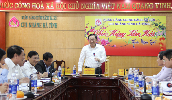 Tổng Giám đốc Dương Quyết Thắng phát biểu tại buổi làm việc với chi nhánh tỉnh Hà Tĩnh