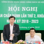 Đồng chí Bùi Quang Vinh - Phó Bí thư Đảng ủy NHCSXH TW, Phó Tổng Giám đốc phát biểu tại Hội nghị