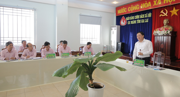 Tổng Giám đốc Dương Quyết Thắng buổi làm việc với Lãnh đạo chủ chốt chi nhánh tỉnh Gia Lai và Phòng giao dịch NHCSXH cấp huyện