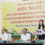 Phó Tổng Giám đốc NHCSXH Trần Lan Phương phát biểu tại Hội nghị