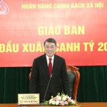 Thống đốc Lê Minh Hưng, kiêm Chủ tịch HĐQT NHCSXH phát biểu tại buổi giao ban Ảnh: Trần Giáp