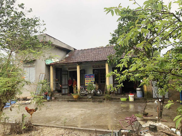 Căn nhà tránh lũ của bà Trương Thị Tình ở đội 2 Mai Xá, xã Gio Linh, huyện Gio Linh (Quảng Trị)