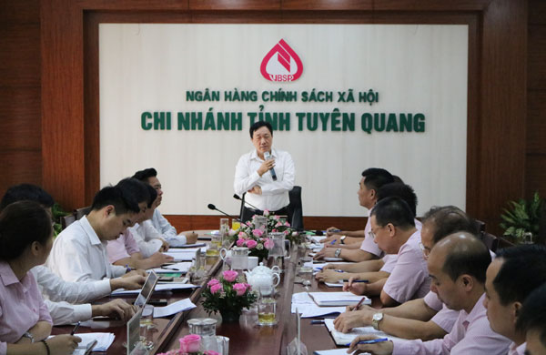 Tổng Giám đốc Dương Quyết Thắng làm việc với Lãnh đạo chủ chốt NHCSXH tỉnh Tuyên Quang