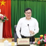 Tổng Giám đốc Dương Quyết Thắng phát biểu tại buổi làm việc với lãnh đạo chủ chốt của NHCSXH tỉnh Ninh Thuận