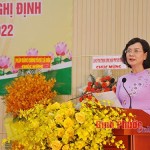 Phó Chủ tịch UBND tỉnh kiêm Trưởng Ban đại diện HĐQT chi nhánh NHCSXH tỉnh Trần Tuyết Minh phát biểu khai mạc Hội nghị