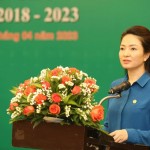 Phó Chủ tịch Công đoàn Ngân hàng Việt Nam Nguyễn Khánh Chi phát biểu tại Hội nghị