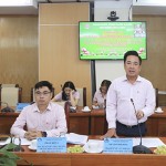 Phó Tổng Giám đốc Huỳnh Văn Thuận - Chủ tịch Hội đồng nghiệm thu NHCSXH chủ trì tại điểm cầu trực tuyến Hội sở chính