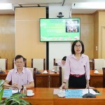 Phó Tổng Giám đốc Lê Thị Đức Hạnh - Chủ tịch Hội đồng nghiệm thu NHCSXH chủ trì tại điểm cầu trực tuyến Hội sở chính