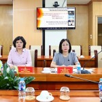 Phó Tổng Giám đốc Lê Thị Đức Hạnh - Chủ tịch Hội đồng nghiệm thu NHCSXH chủ trì tại điểm cầu trực tuyến Hội sở chính