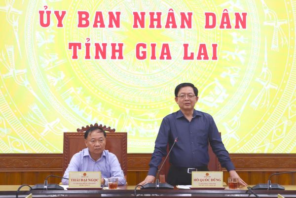 Phó Thủ tướng Chính phủ Hồ Quốc Dũng và Bí thư Tỉnh ủy Gia Lai Thái Đại Ngọc tại buổi làm việc