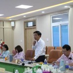 Giám đốc chi nhánh NHCSXH tỉnh Đào Thái Hòa thông tin về tình hình thực hiện công tác tín dụng chính sách trên địa bàn tỉnh