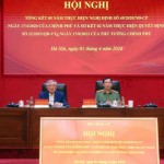 Phó Thủ tướng Thường trực Chính phủ Nguyễn Hoà Bình và Thứ trưởng Lê Văn Tuyến chủ trì hội nghị