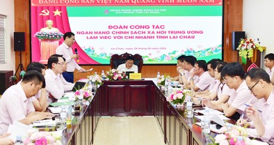 Tổng Giám đốc Dương Quyết Thắng làm việc với chi nhánh NHCSXH tỉnh Lai Châu
