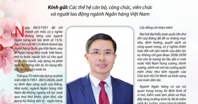 Thư chúc mừng của Thống đốc Ngân hàng Nhà nước nhân dịp kỷ niệm 75 năm thành lập Ngân hàng Việt Nam