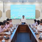 Phó Chủ tịch UBND thành phố, kiêm Trưởng Ban đại diện HĐQT NHCSXH TP Hồ Chí Minh Nguyễn Mạnh Cường phát biểu chỉ đạo tại cuộc họp