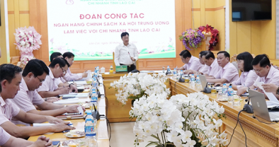 Tổng Giám đốc Dương Quyết Thắng làm việc với chi nhánh NHCSXH tỉnh Lào Cai