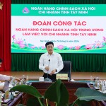 Tổng Giám đốc NHCSXH Dương Quyết Thắng phát biểu chỉ đạo tại buổi làm việc với chi nhánh NHCSXH tỉnh Tây Ninh